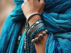 image of Turquoise and Silver Bracelets