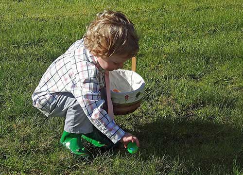 young boy with an easter basket