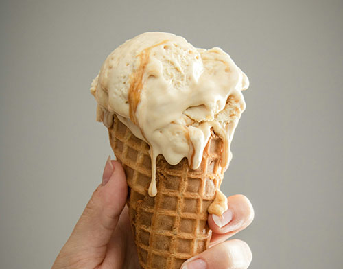 salted caramel ice cream in a waffle cone