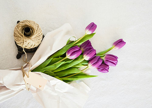 bouquet of purple tulips